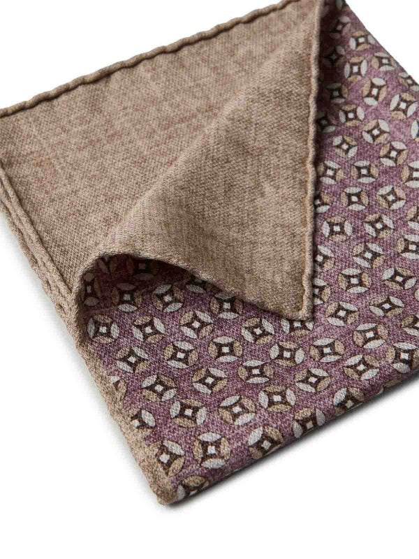 BRUNELLO CUCINELLI MEN'S PATTERNED POCKET SQUARE WITH GEOMETRIC DESIGN