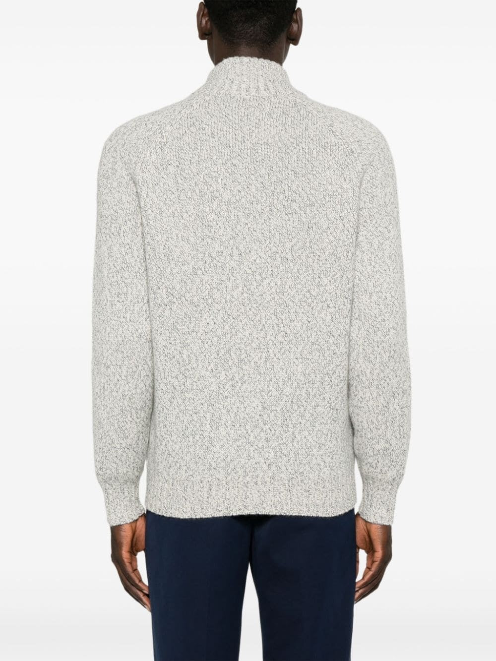 BRUNELLO CUCINELLI MEN'S GRAY ZIP-UP KNIT SWEATER