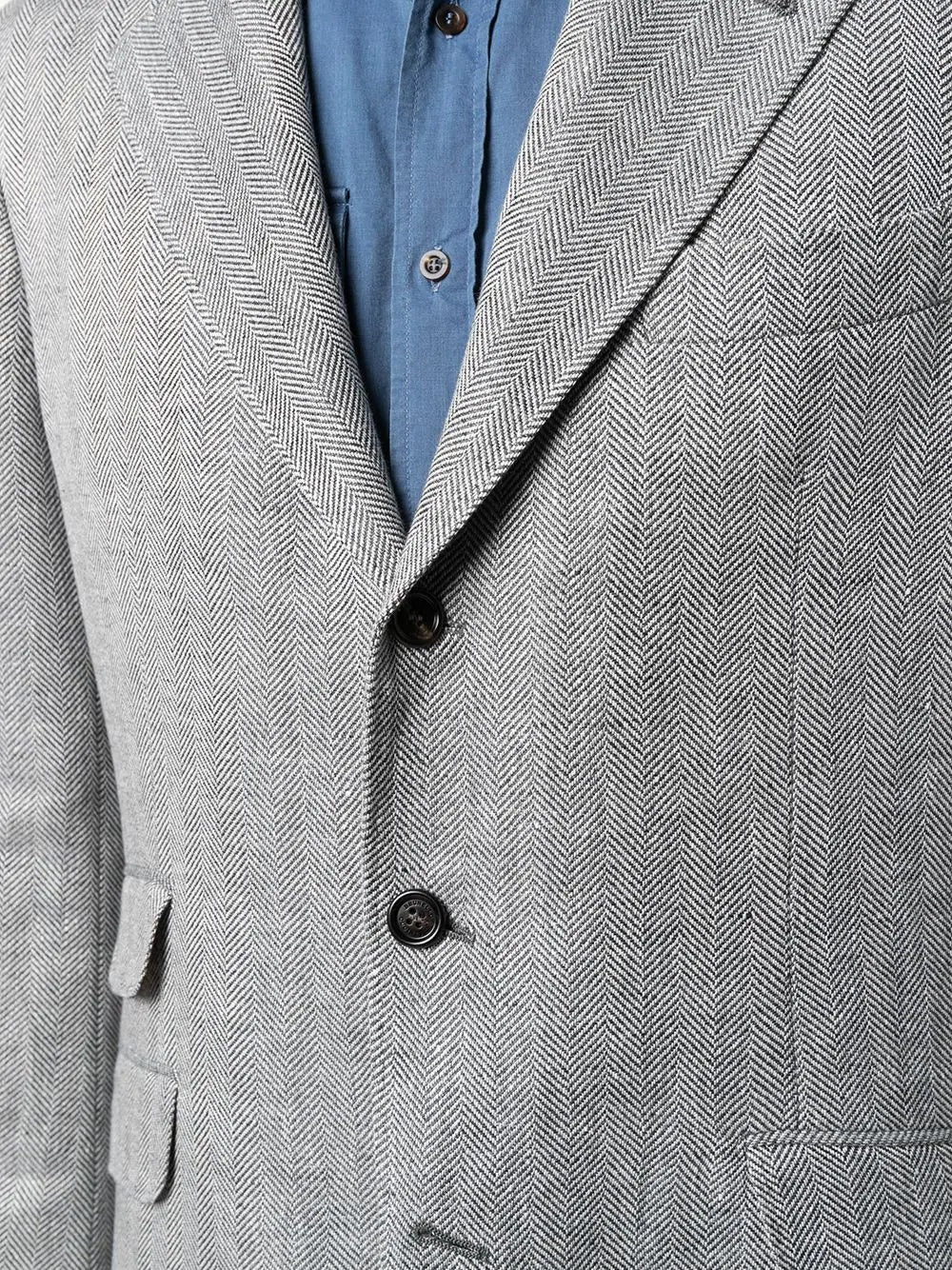 BRUNELLO CUCINELLI MEN'S GREY LINEN WOOL DECONSTRUCTED BLAZER