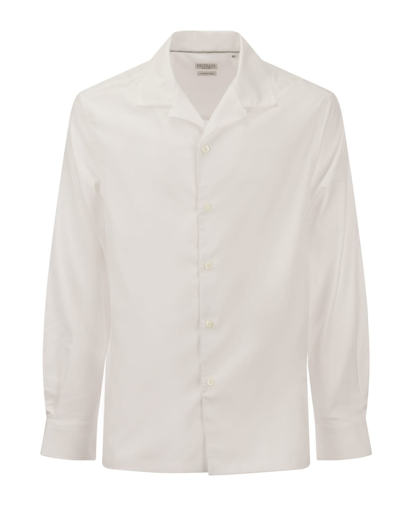 BRUNELLO CUCINELLI MEN'S WHITE TAILORED BUTTON-UP SHIRT