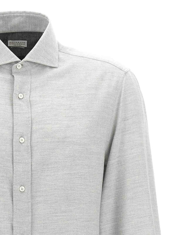 BRUNELLO CUCINELLI MEN'S PEARL COTTON LYOCELL BUTTON FRONT SHIRT