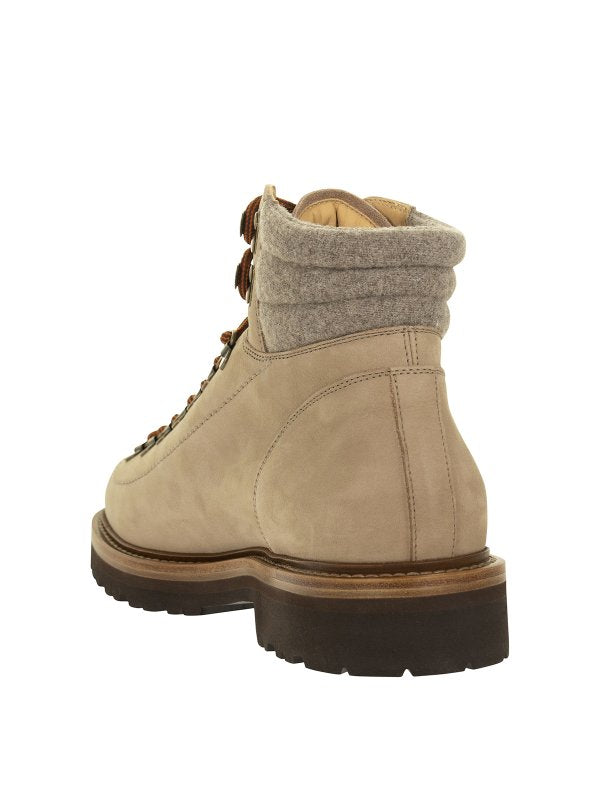 BRUNELLO CUCINELLI MEN'S HEMP LEATHER HIKING BOOT