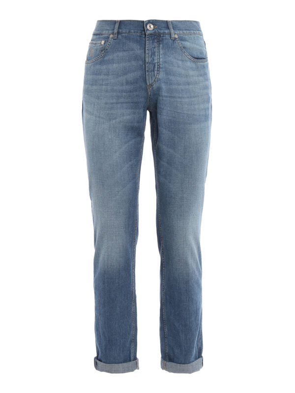 BRUNELLO CUCINELLI MEN'S LIGHT DENIM STRAIGHT-LEG JEANS