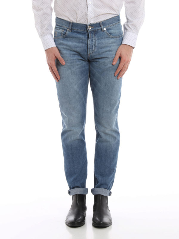 BRUNELLO CUCINELLI MEN'S LIGHT DENIM STRAIGHT-LEG JEANS