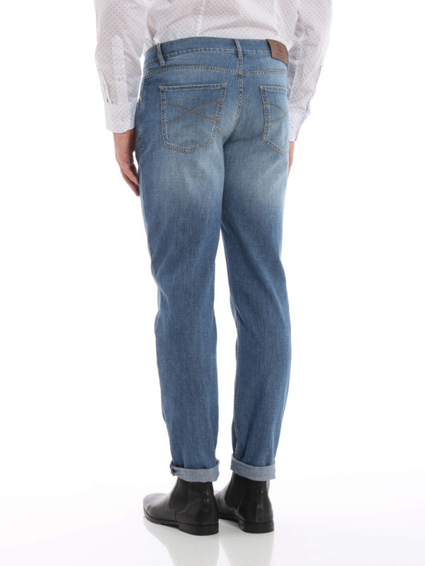 BRUNELLO CUCINELLI MEN'S LIGHT DENIM STRAIGHT-LEG JEANS