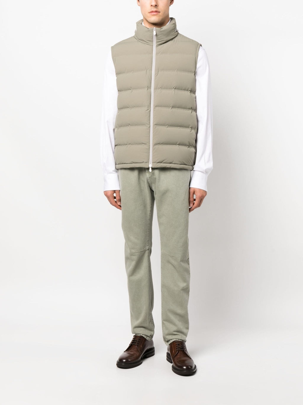 BRUNELLO CUCINELLI MEN'S BEIGE QUILTED PUFFER VEST