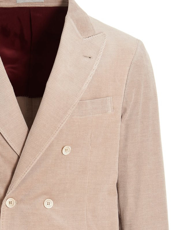 BRUNELLO CUCINELLI MEN'S SAND WOOL BLEND BLAZER