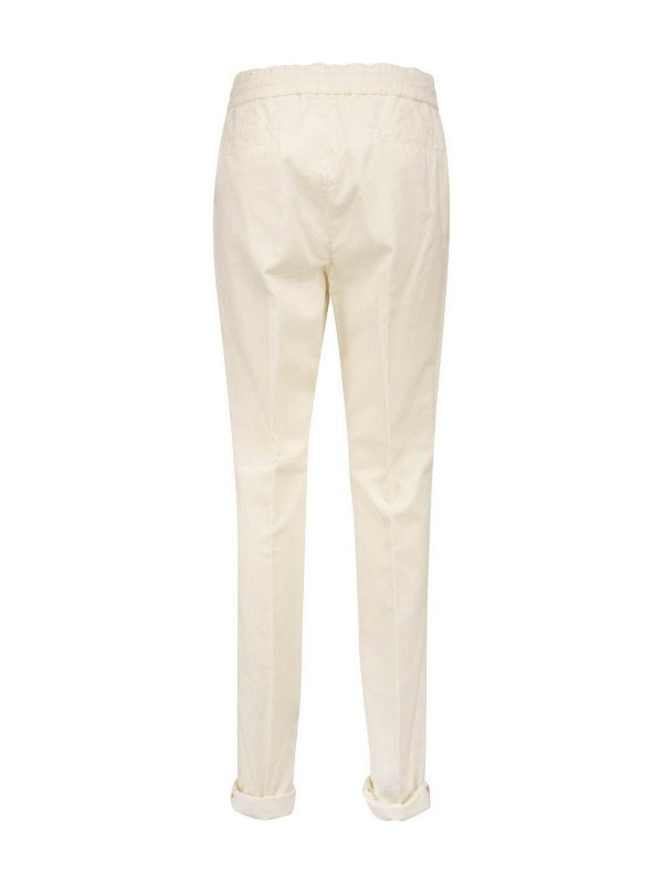 BRUNELLO CUCINELLI MEN'S OFF-WHITE TAILORED DRAWSTRING TROUSERS