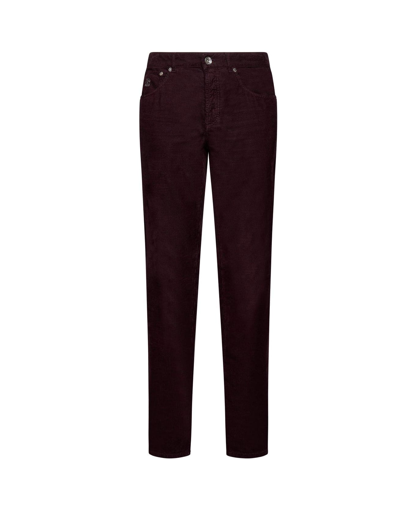 BRUNELLO CUCINELLI MEN'S PLUM TAILORED TROUSERS
