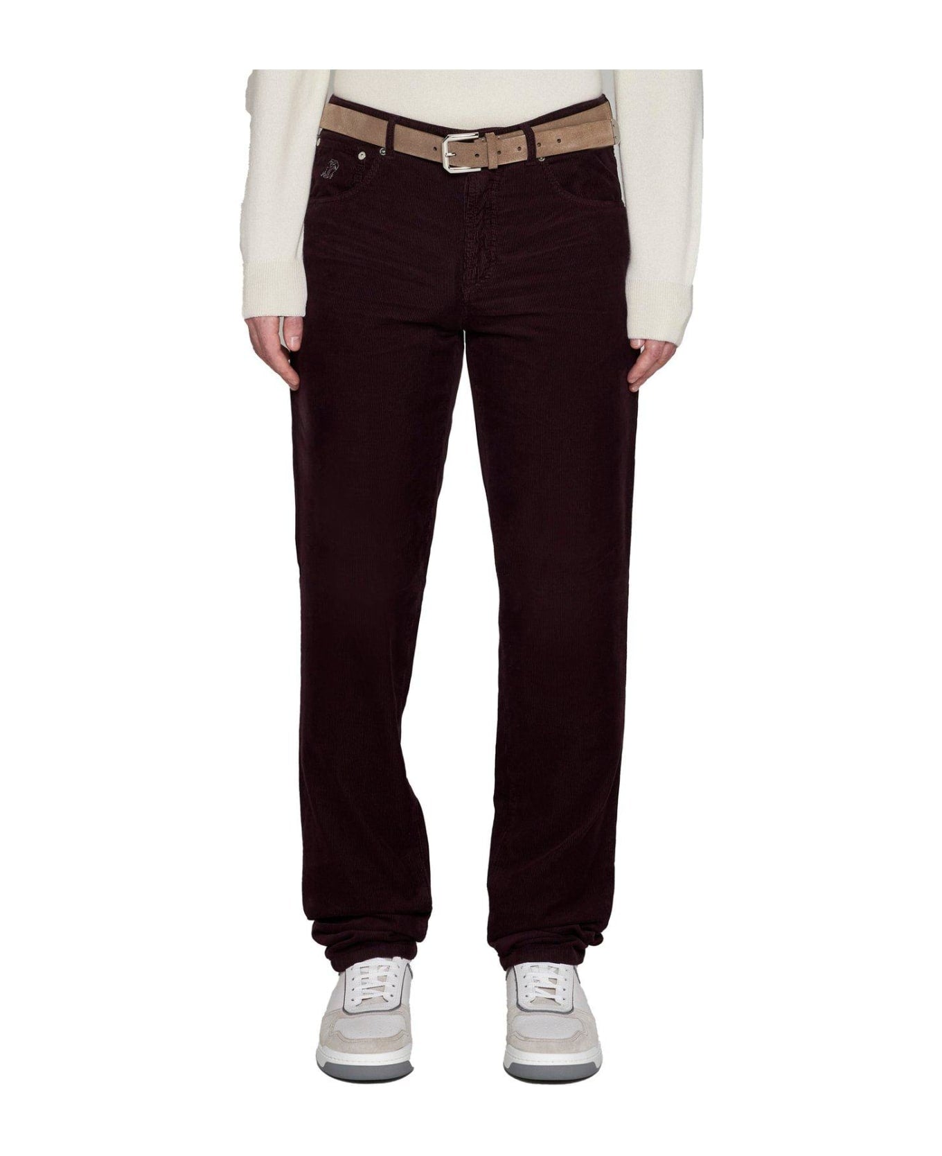 BRUNELLO CUCINELLI MEN'S PLUM TAILORED TROUSERS