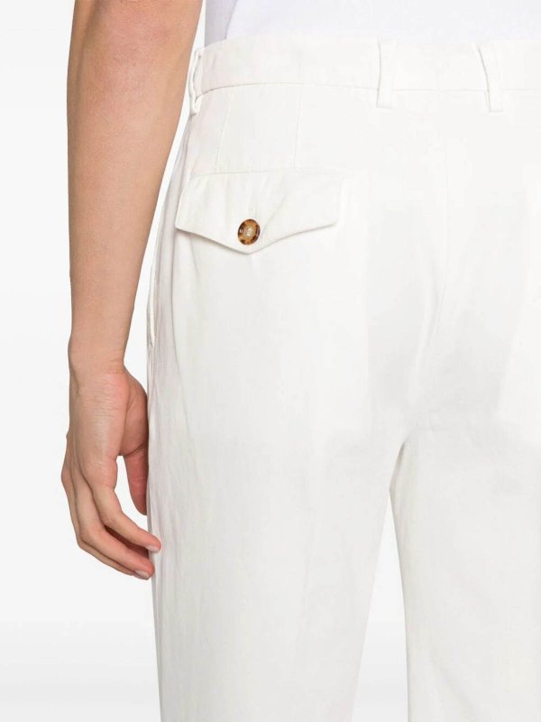 BRUNELLO CUCINELLI MEN'S WHITE TAILORED STRAIGHT TROUSERS