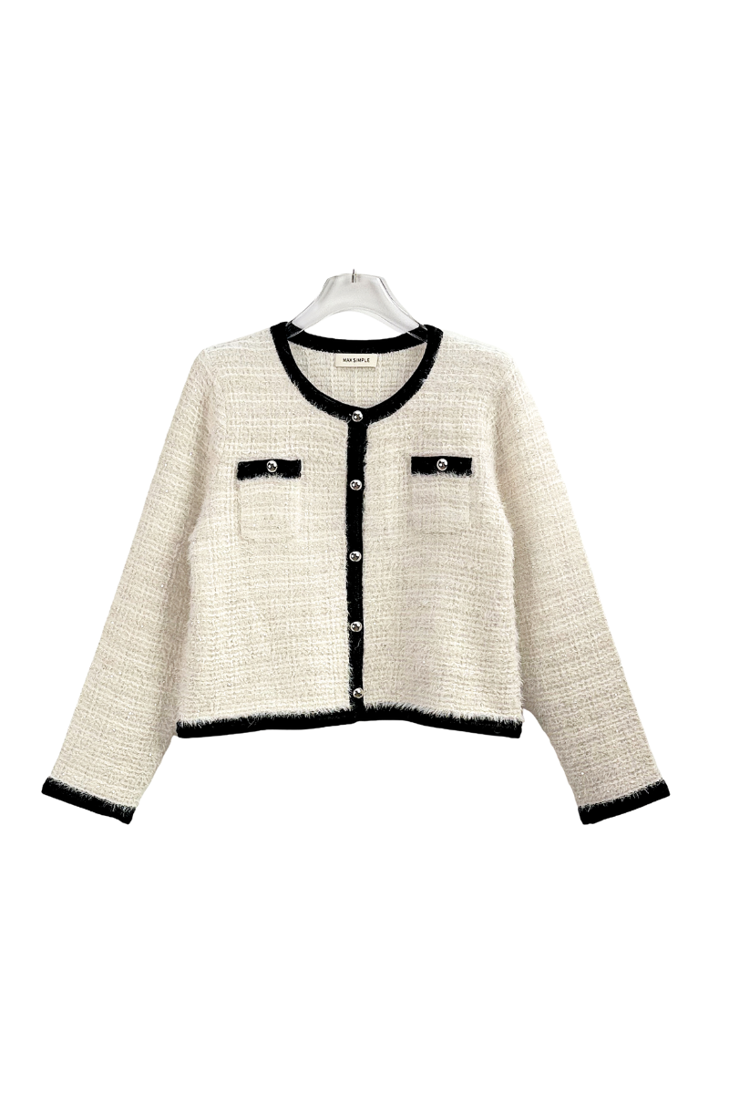 Max Simple Essential Cashmere Cardigan - White