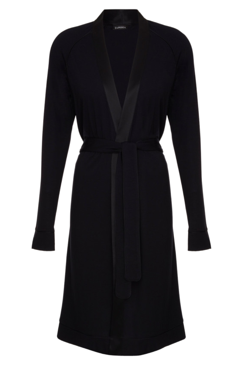 La Perla Short Robe In Onyx