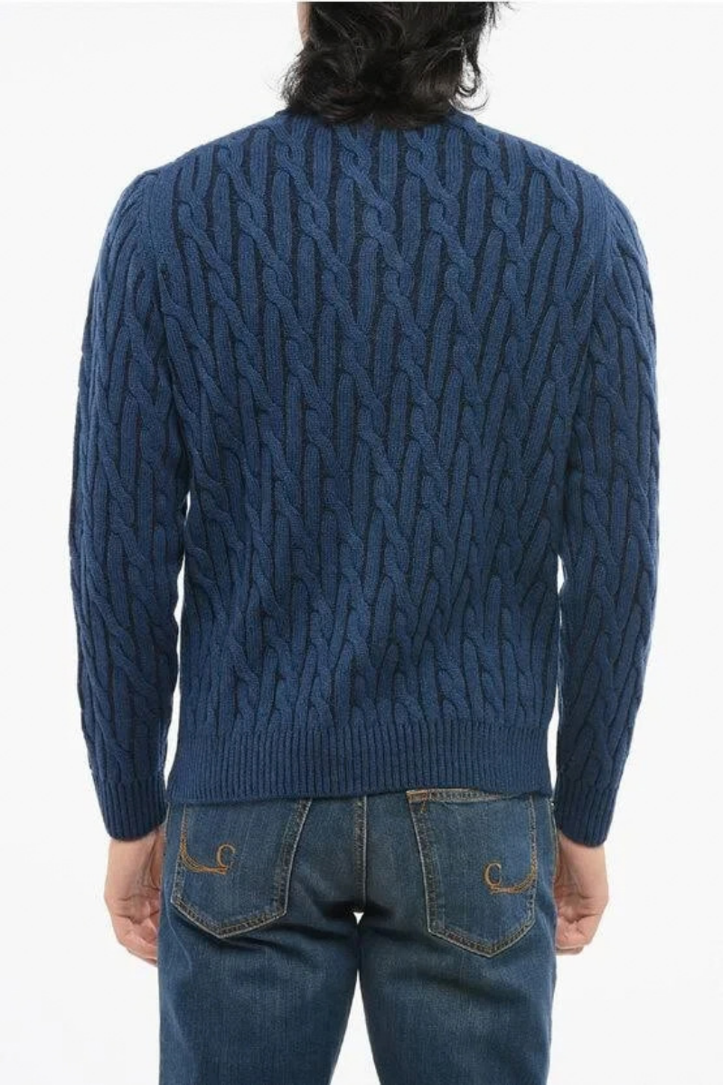 MooRER URBINO-DOV Zip-up Cardigan Denim