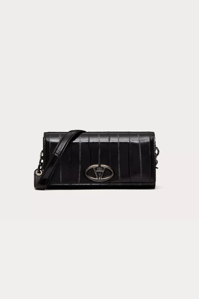 Valentino Garavani Ohval Leather Cross Body Bag In Nero