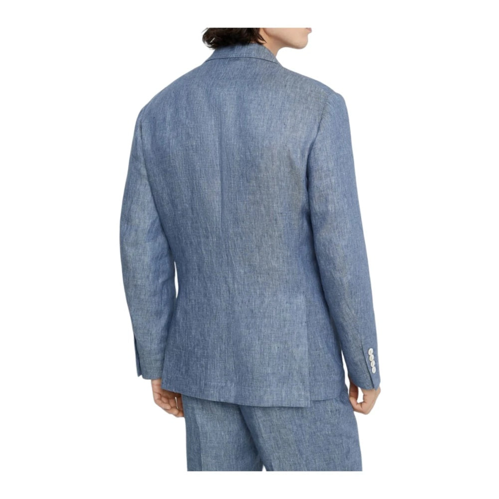 BRUNELLO CUCINELLI MEN'S BLUE DENIM TAILORED BLAZER