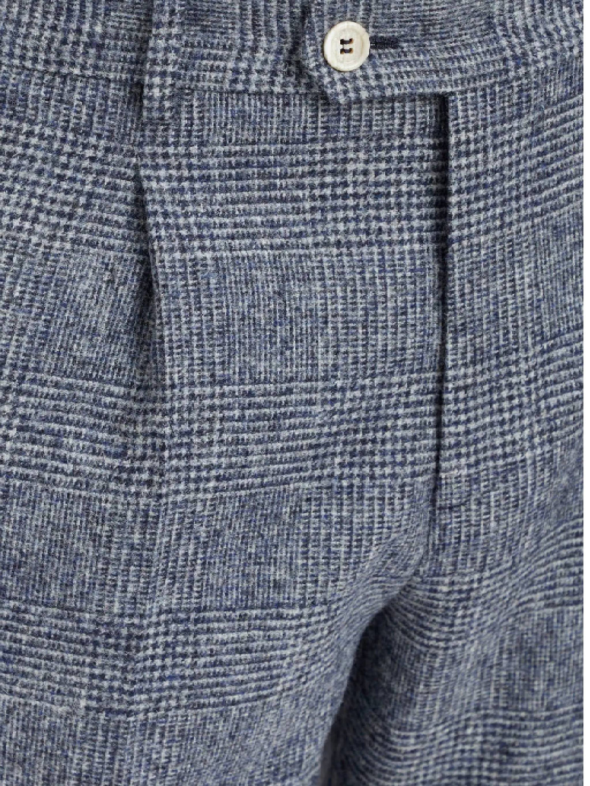 BRUNELLO CUCINELLI MEN'S GREY WOOL PLAID TROUSERS