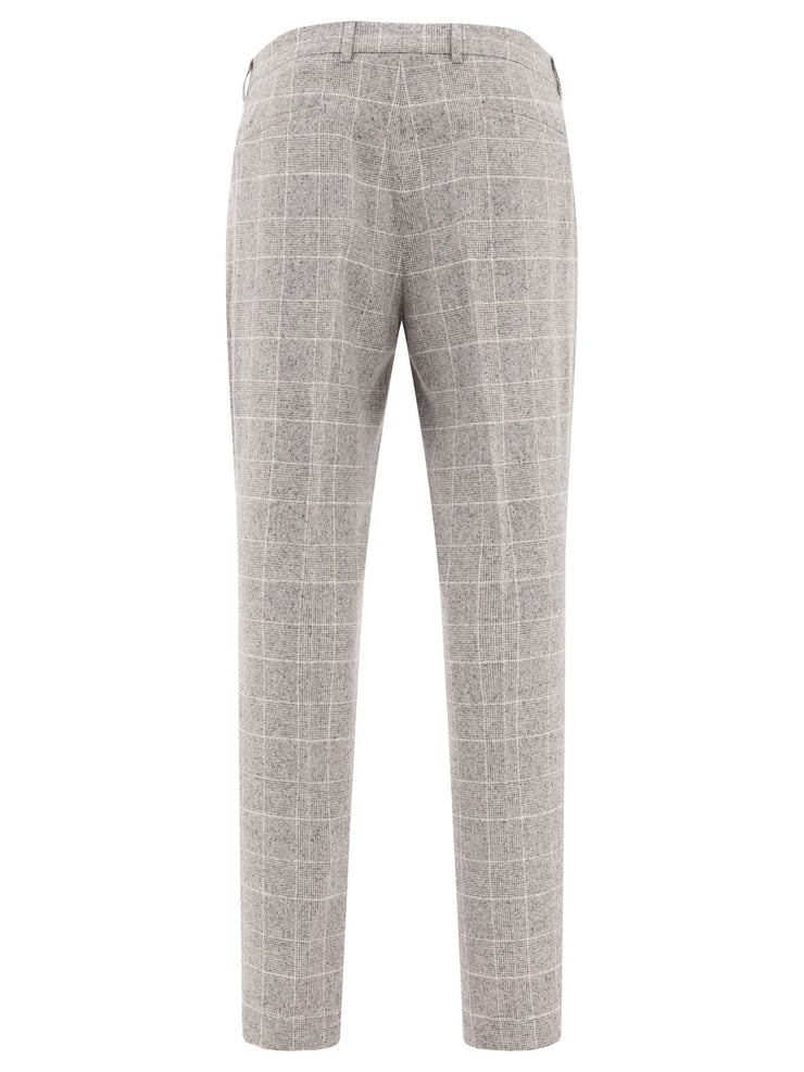 BRUNELLO CUCINELLI MEN'S PEARL PLAID TAILORED TROUSERS