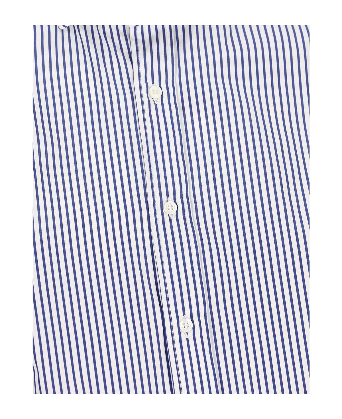 BRUNELLO CUCINELLI MEN'S WHITE BLUE STRIPED BUTTON-UP SHIRT