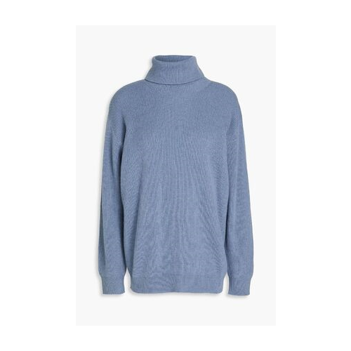BRUNELLO CUCINELLI WOMEN'S STONE BLUE TURTLENECK KNIT SWEATER