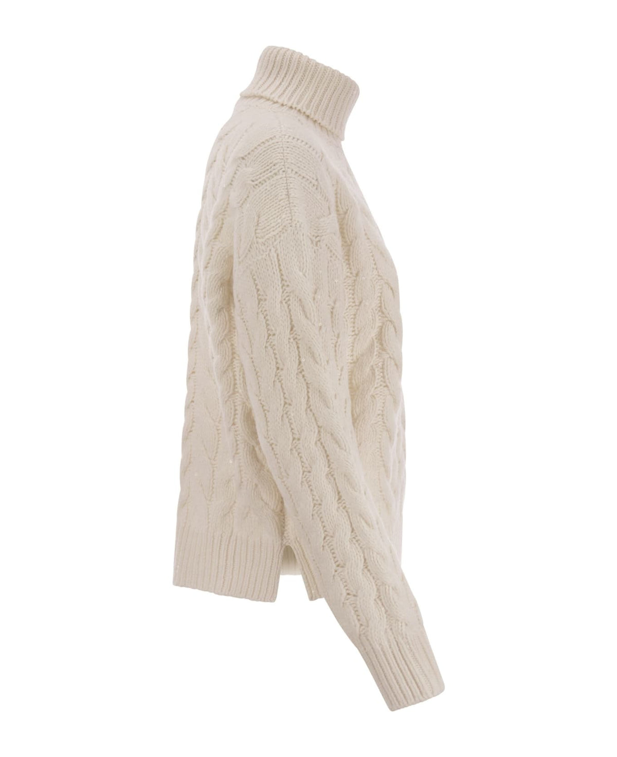 BRUNELLO CUCINELLI WOMEN'S IVORY WOOL SILK SWEATER