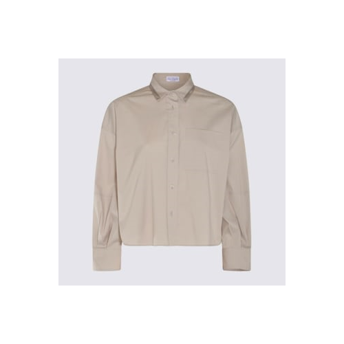 BRUNELLO CUCINELLI WOMEN'S BEIGE RELAXED FIT SHIRT