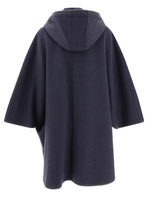 BRUNELLO CUCINELLI WOMEN'S NIGHT SKY WOOL HOODED CAPE JACKET