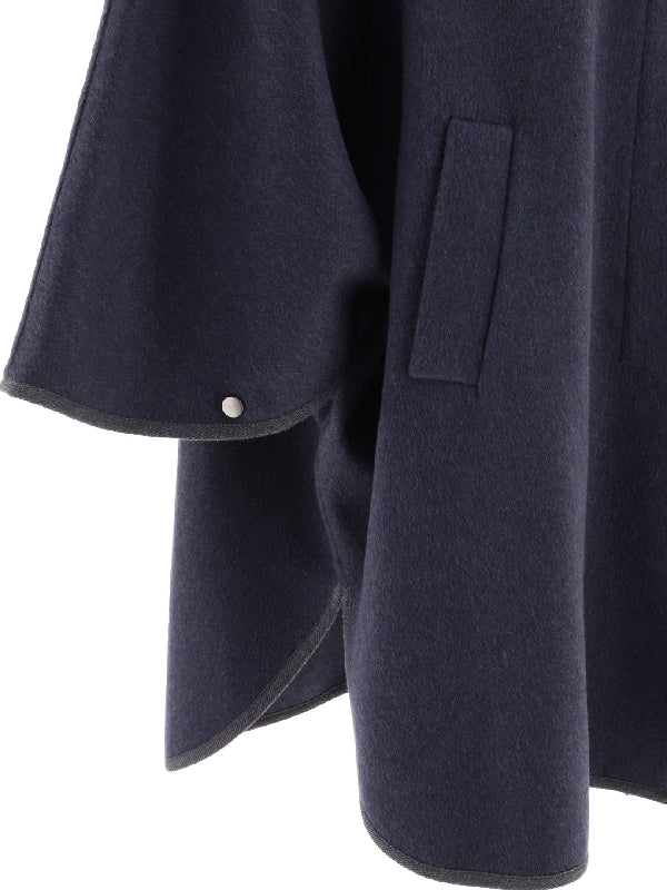 BRUNELLO CUCINELLI WOMEN'S NIGHT SKY WOOL HOODED CAPE JACKET