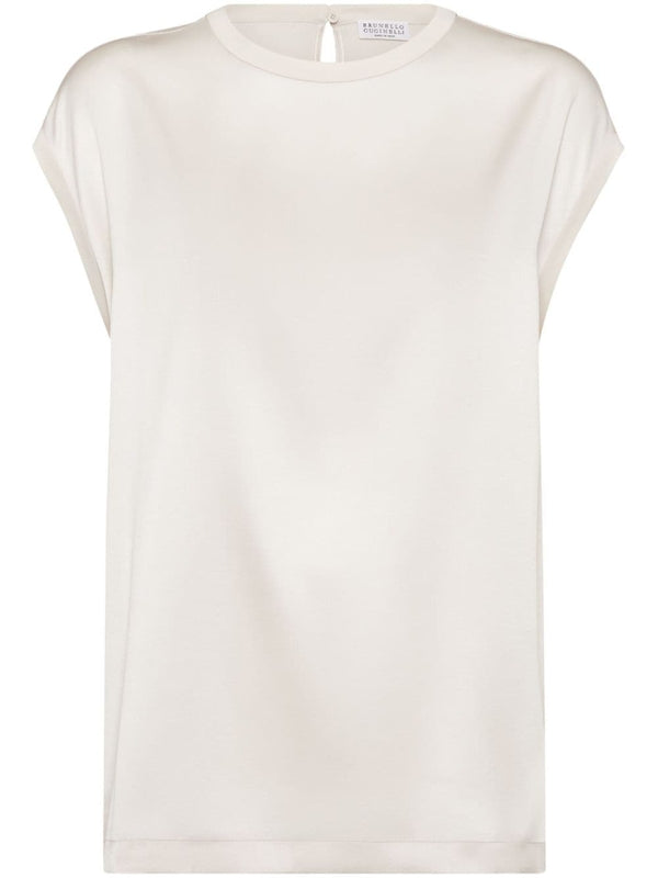 BRUNELLO CUCINELLI WOMEN'S CREAM CAP SLEEVE BLOUSE
