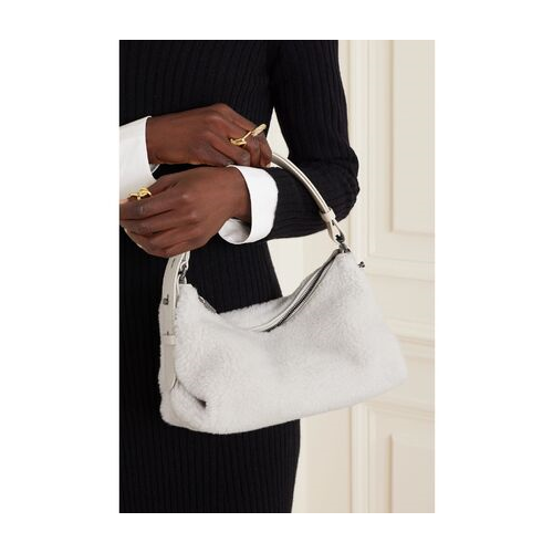 BRUNELLO CUCINELLI WOMEN'S COLD WHITE SHEARLING SHOULDER BAG