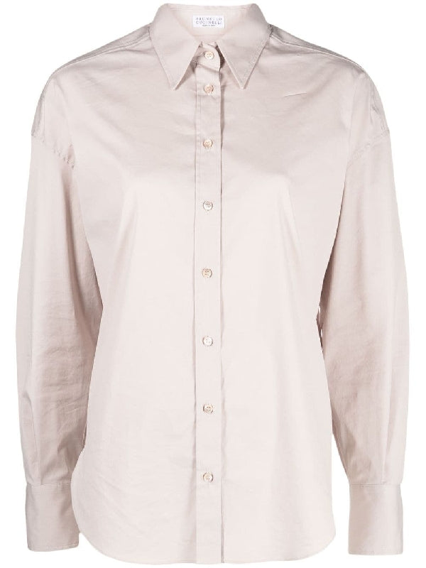 BRUNELLO CUCINELLI WOMEN'S LIGHT BEIGE TAILORED SHIRT