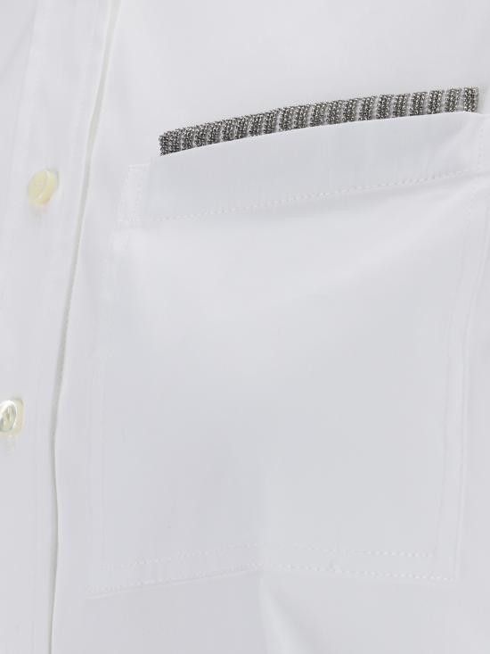 BRUNELLO CUCINELLI WOMEN'S WHITE TAILORED SHIRT WITH EMBELLISHMENT