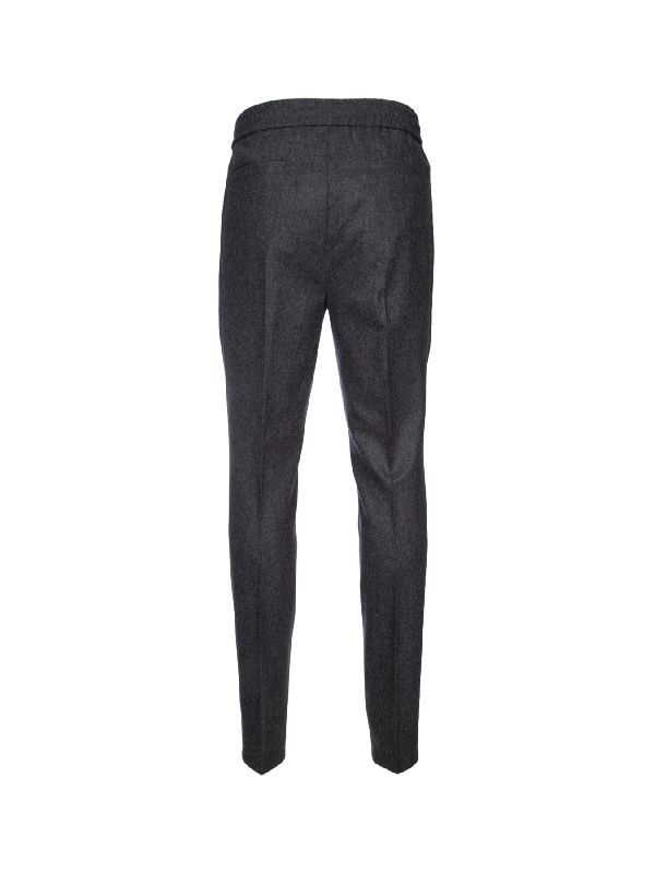 BRUNELLO CUCINELLI MEN'S DARK GREY TAILORED DRAWSTRING TROUSERS