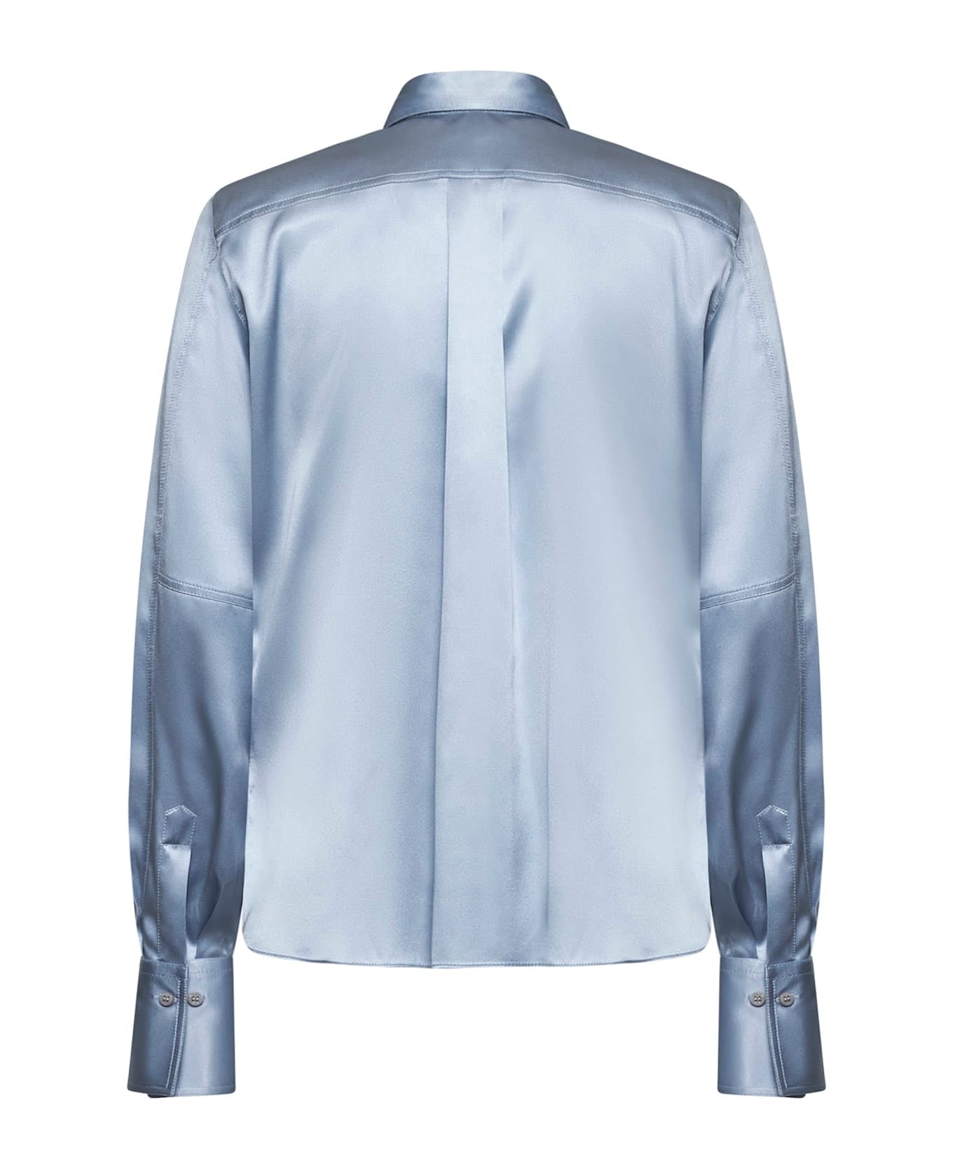 BRUNELLO CUCINELLI WOMEN'S LIGHT BLUE SATIN BUTTON-UP SHIRT
