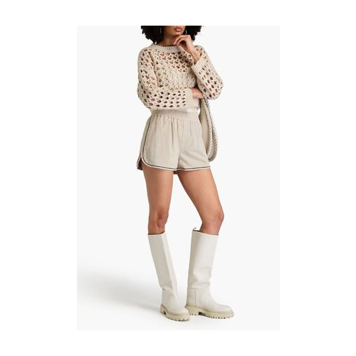 BRUNELLO CUCINELLI WOMEN'S BEIGE TAILORED SHORTS WITH TRIM