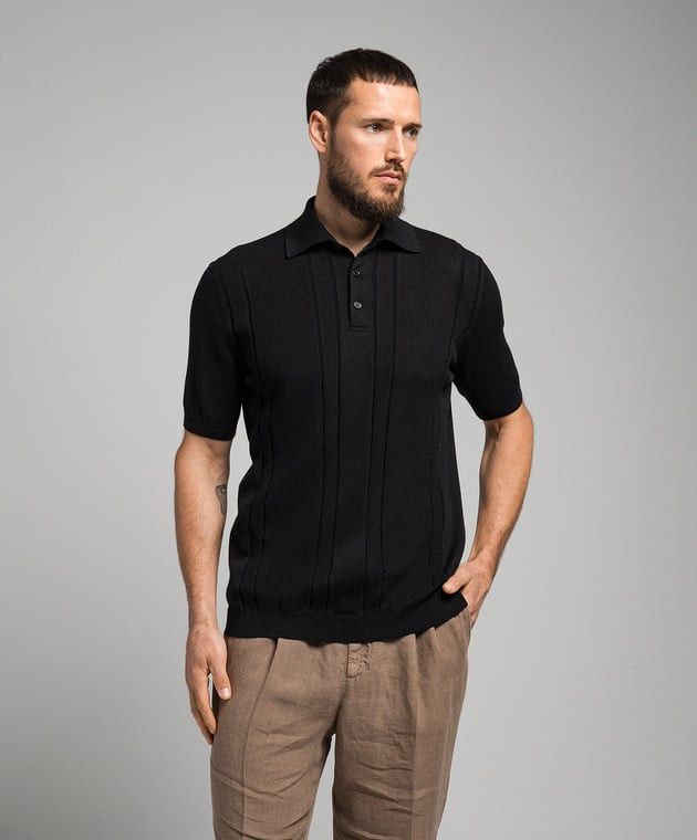BRUNELLO CUCINELLI MEN'S BLACK SHORT SLEEVE SWEATER