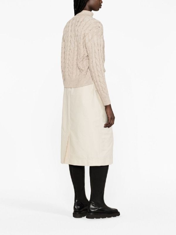BRUNELLO CUCINELLI WOMEN'S FEATHER WOOL SILK CABLE KNIT SWEATER