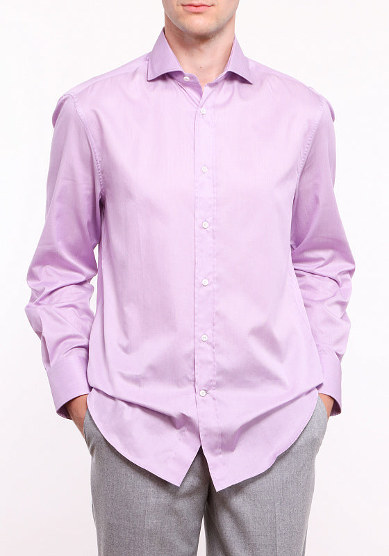 BRUNELLO CUCINELLI MEN'S LILAC BUTTON-UP SHIRT