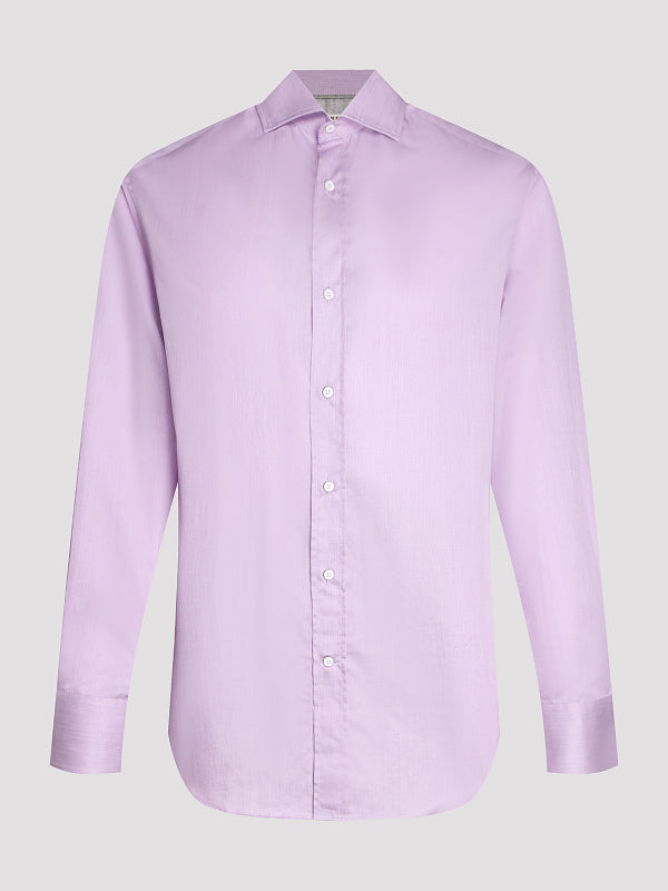 BRUNELLO CUCINELLI MEN'S LILAC BUTTON-UP SHIRT