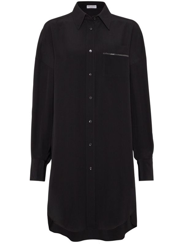 BRUNELLO CUCINELLI WOMEN'S BLACK SILK RELAXED SHIRT