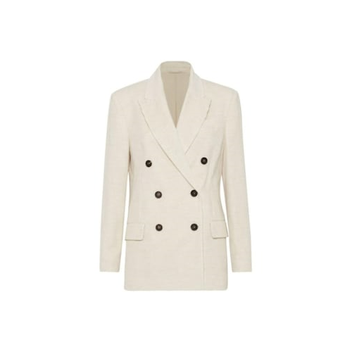 BRUNELLO CUCINELLI WOMEN'S IVORY DOUBLE BREASTED JACKET