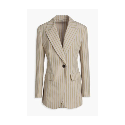 BRUNELLO CUCINELLI WOMEN'S BEIGE STRIPED TAILORED JACKET