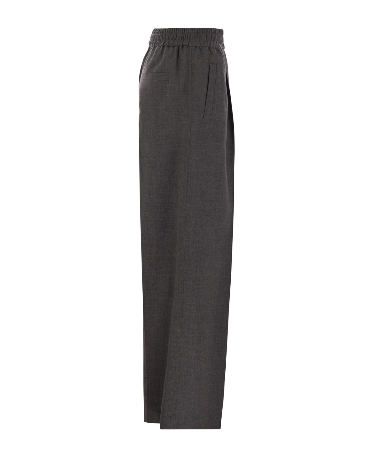 BRUNELLO CUCINELLI WOMEN'S DARK GREY WOOL RELAXED TROUSERS