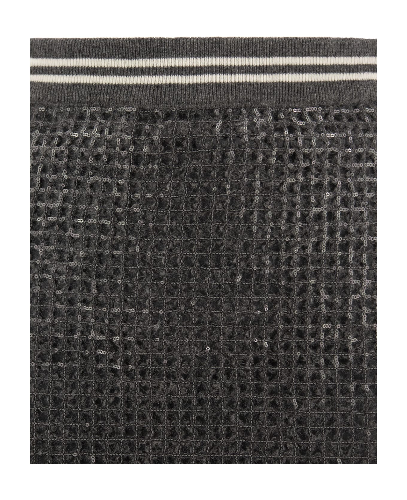 BRUNELLO CUCINELLI WOMEN'S DARK GREY TEXTURED MIDI SKIRT