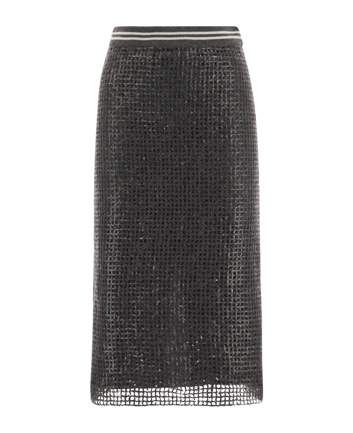 BRUNELLO CUCINELLI WOMEN'S DARK GREY TEXTURED SKIRT