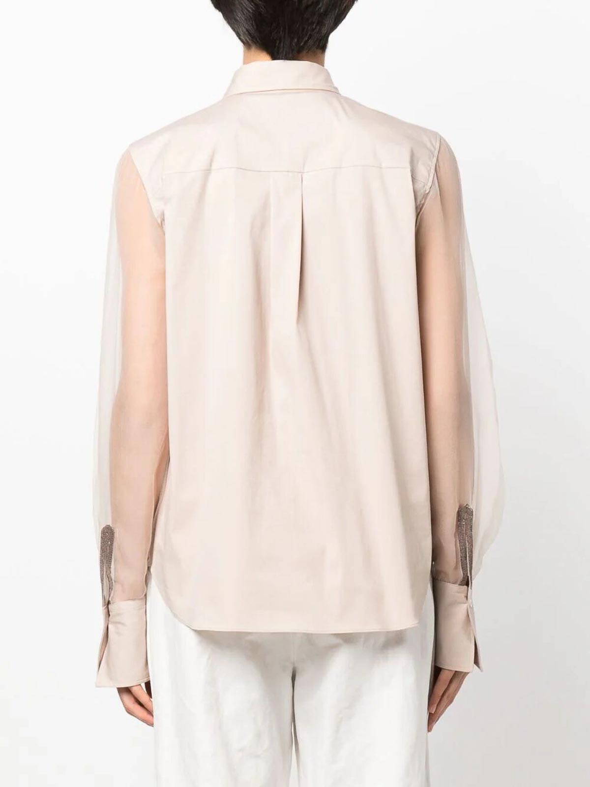 BRUNELLO CUCINELLI WOMEN'S LIGHT PINK SHEER SHIRT