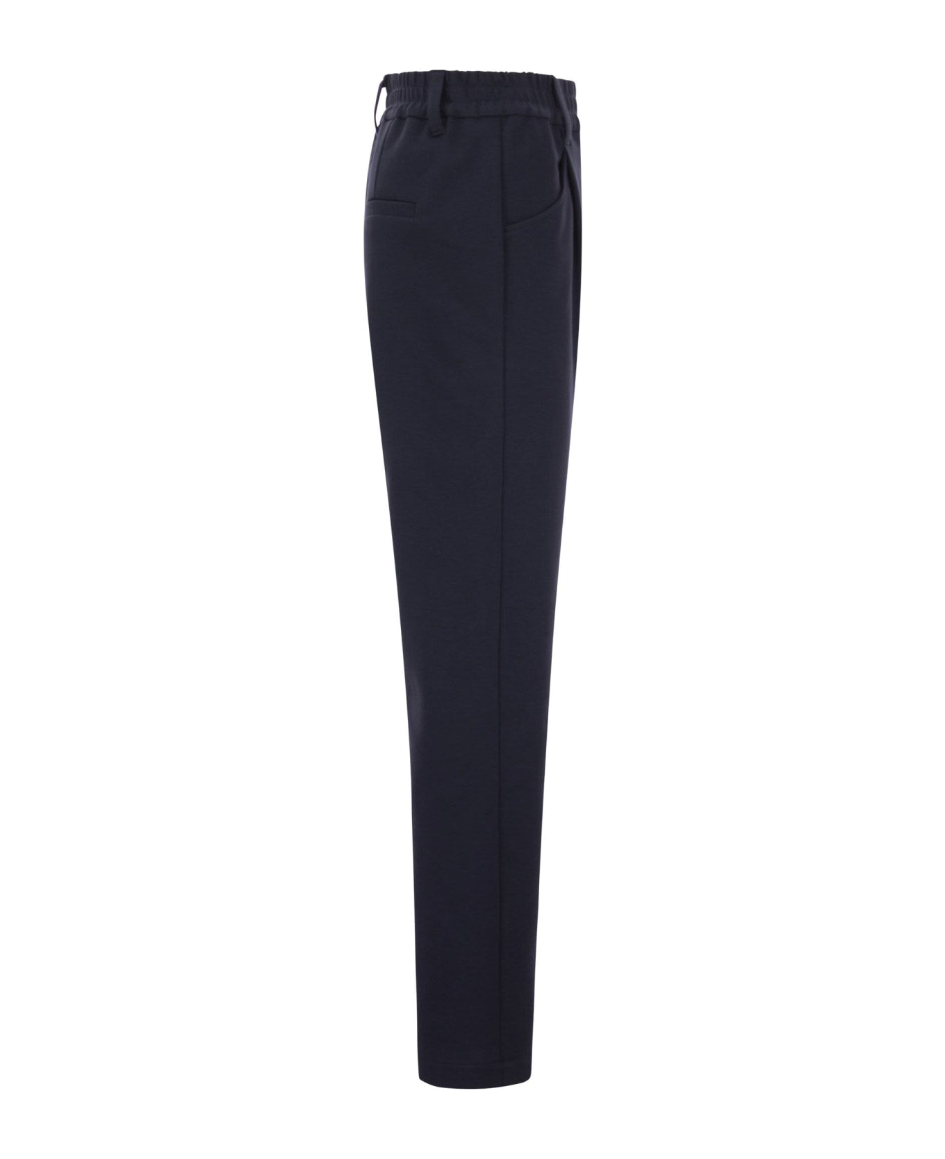 BRUNELLO CUCINELLI WOMEN'S NAVY TAILORED TROUSERS WITH PLEATS