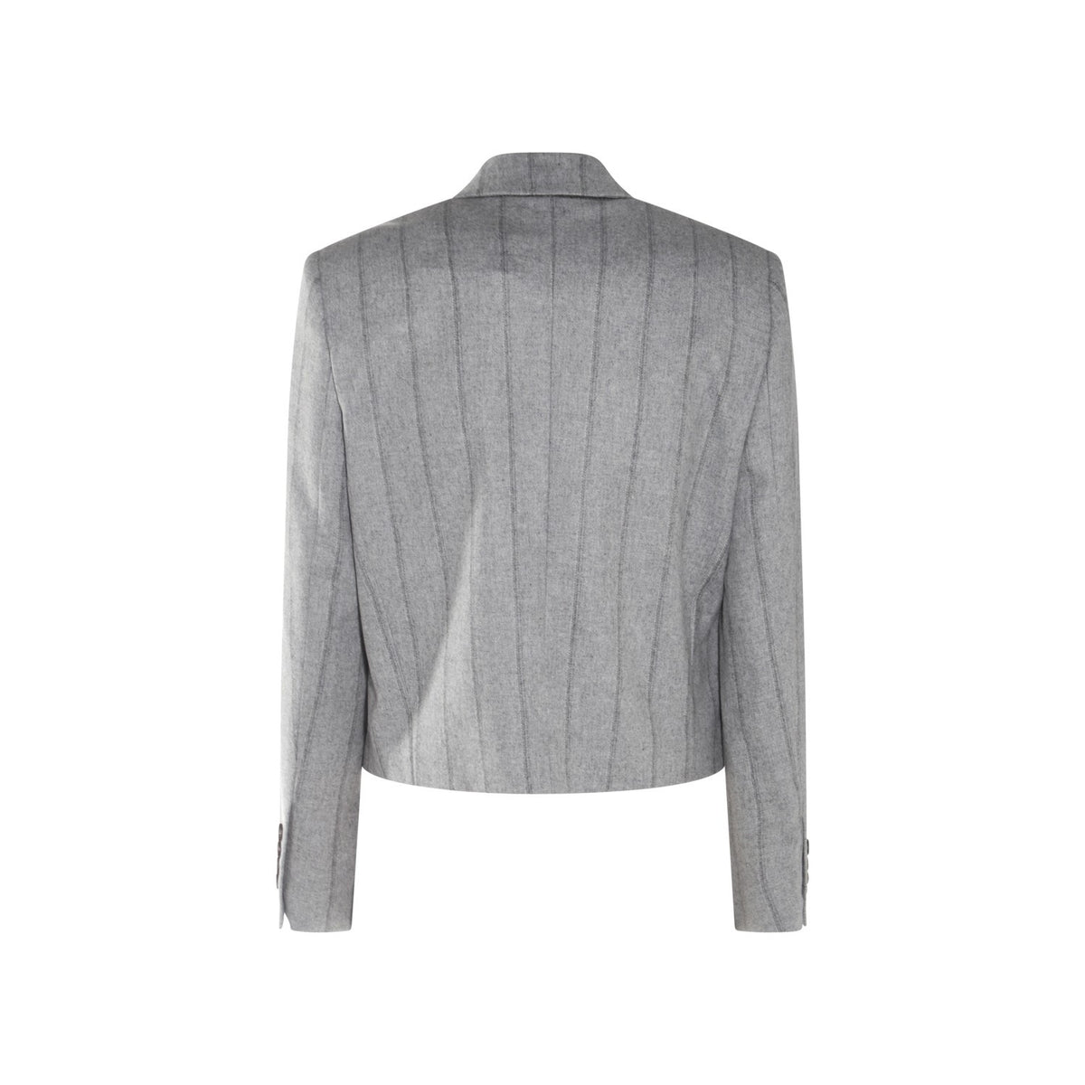 BRUNELLO CUCINELLI WOMEN'S LIGHT GREY WOOL SINGLE BUTTON JACKET