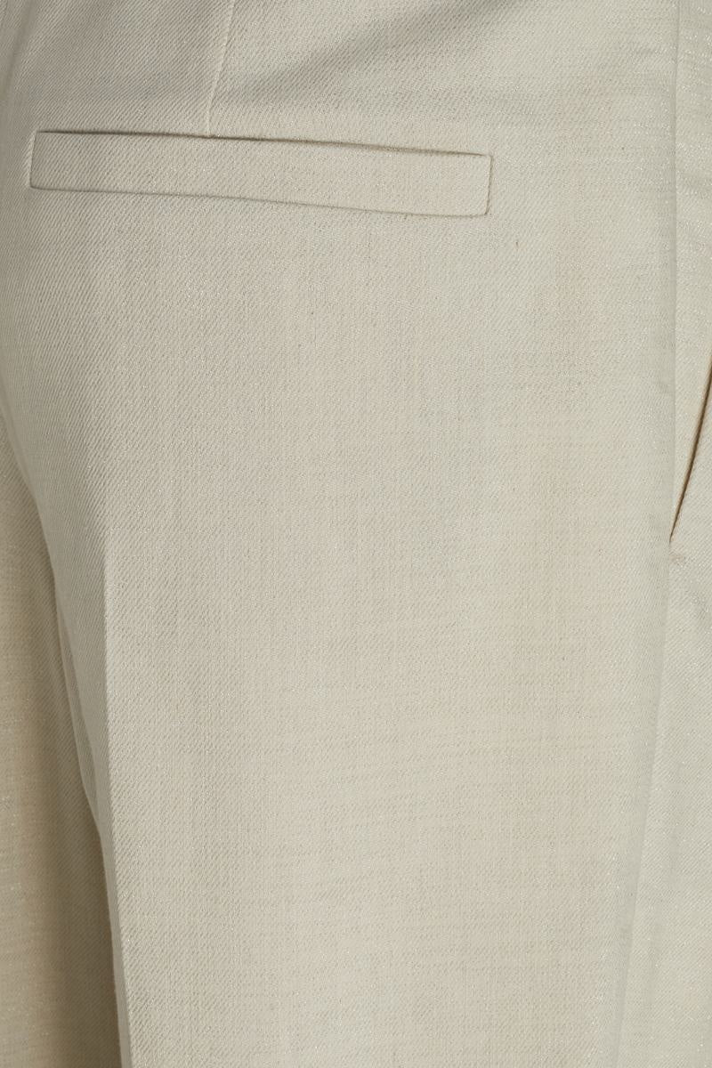 BRUNELLO CUCINELLI WOMEN'S ECRU TAILORED TROUSERS WITH POCKET