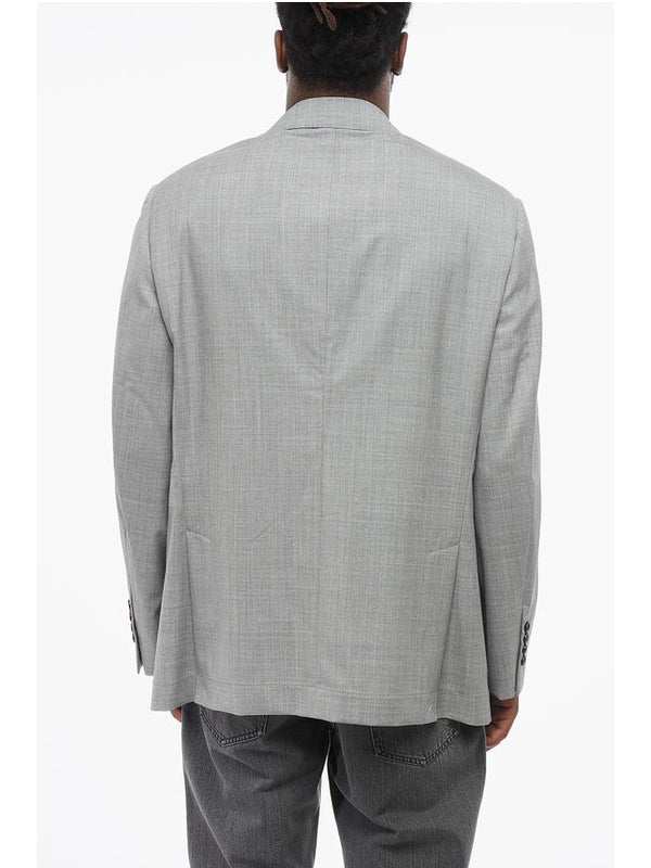 BRUNELLO CUCINELLI MEN'S GREY TAILORED JACKET WITH SATIN LINING